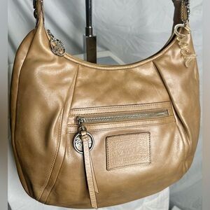 COACH | POPPY Tan Gold Carryall Crossbody Hobo Tote Bag Purse